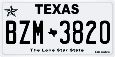 TX license plate BZM3820
