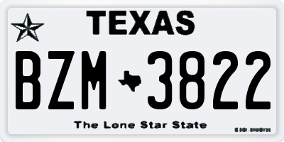 TX license plate BZM3822