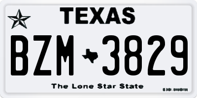 TX license plate BZM3829