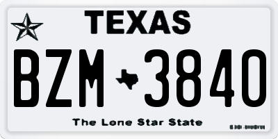 TX license plate BZM3840