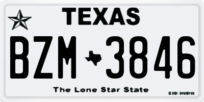 TX license plate BZM3846