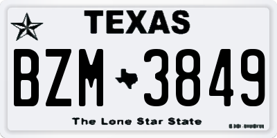 TX license plate BZM3849