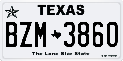 TX license plate BZM3860