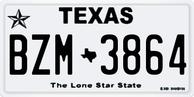TX license plate BZM3864