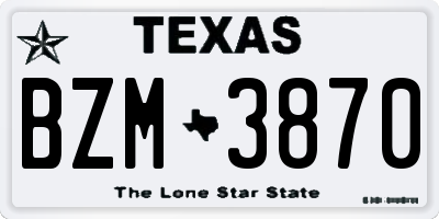 TX license plate BZM3870