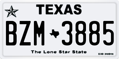 TX license plate BZM3885