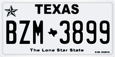 TX license plate BZM3899