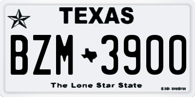 TX license plate BZM3900
