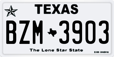 TX license plate BZM3903