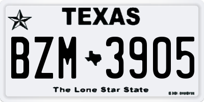 TX license plate BZM3905