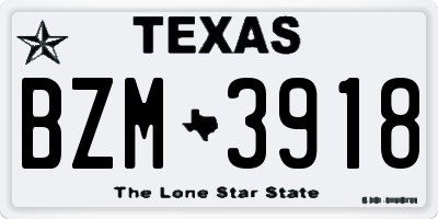 TX license plate BZM3918