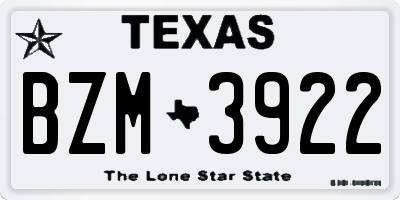 TX license plate BZM3922