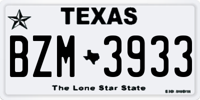 TX license plate BZM3933