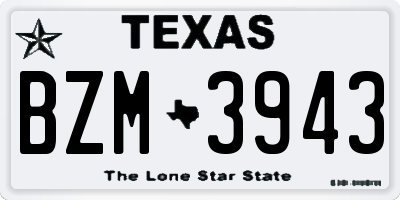 TX license plate BZM3943