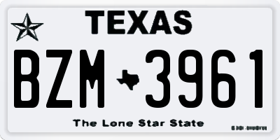 TX license plate BZM3961