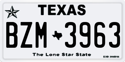 TX license plate BZM3963
