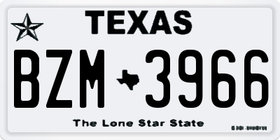 TX license plate BZM3966