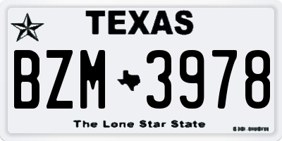 TX license plate BZM3978