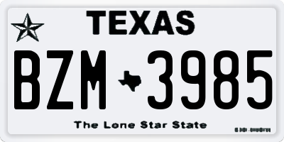 TX license plate BZM3985