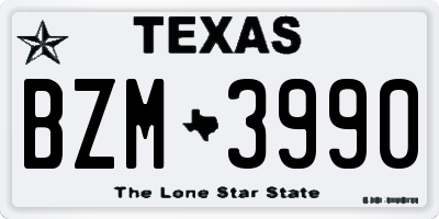 TX license plate BZM3990