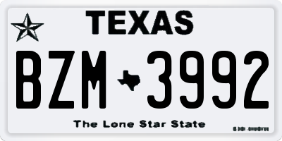 TX license plate BZM3992