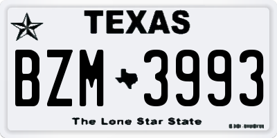 TX license plate BZM3993