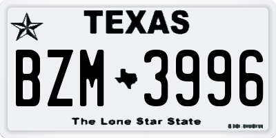 TX license plate BZM3996