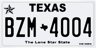 TX license plate BZM4004