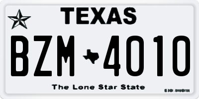 TX license plate BZM4010