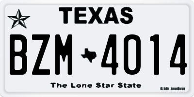 TX license plate BZM4014