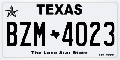 TX license plate BZM4023