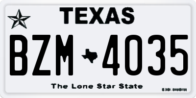 TX license plate BZM4035