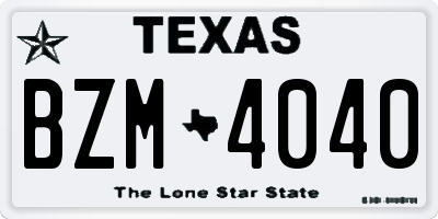 TX license plate BZM4040