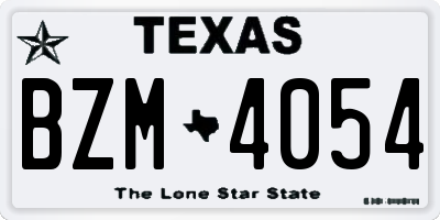 TX license plate BZM4054