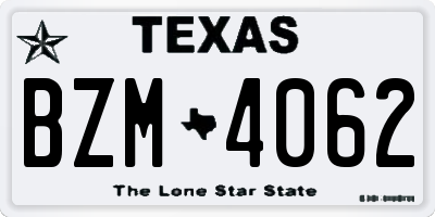 TX license plate BZM4062