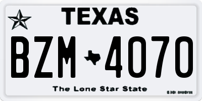 TX license plate BZM4070