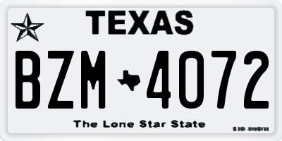 TX license plate BZM4072