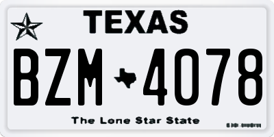 TX license plate BZM4078