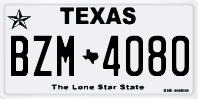 TX license plate BZM4080