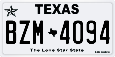 TX license plate BZM4094