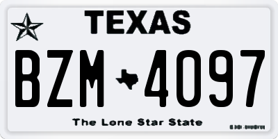 TX license plate BZM4097