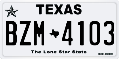 TX license plate BZM4103