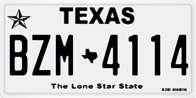 TX license plate BZM4114