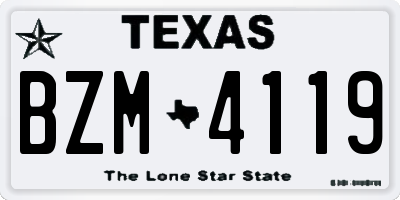 TX license plate BZM4119