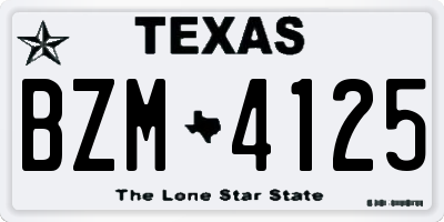 TX license plate BZM4125