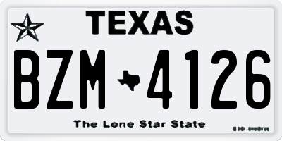 TX license plate BZM4126