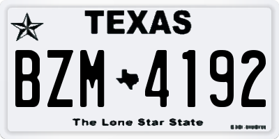 TX license plate BZM4192