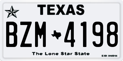 TX license plate BZM4198