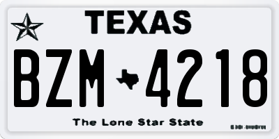 TX license plate BZM4218
