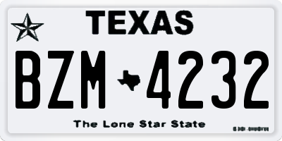 TX license plate BZM4232